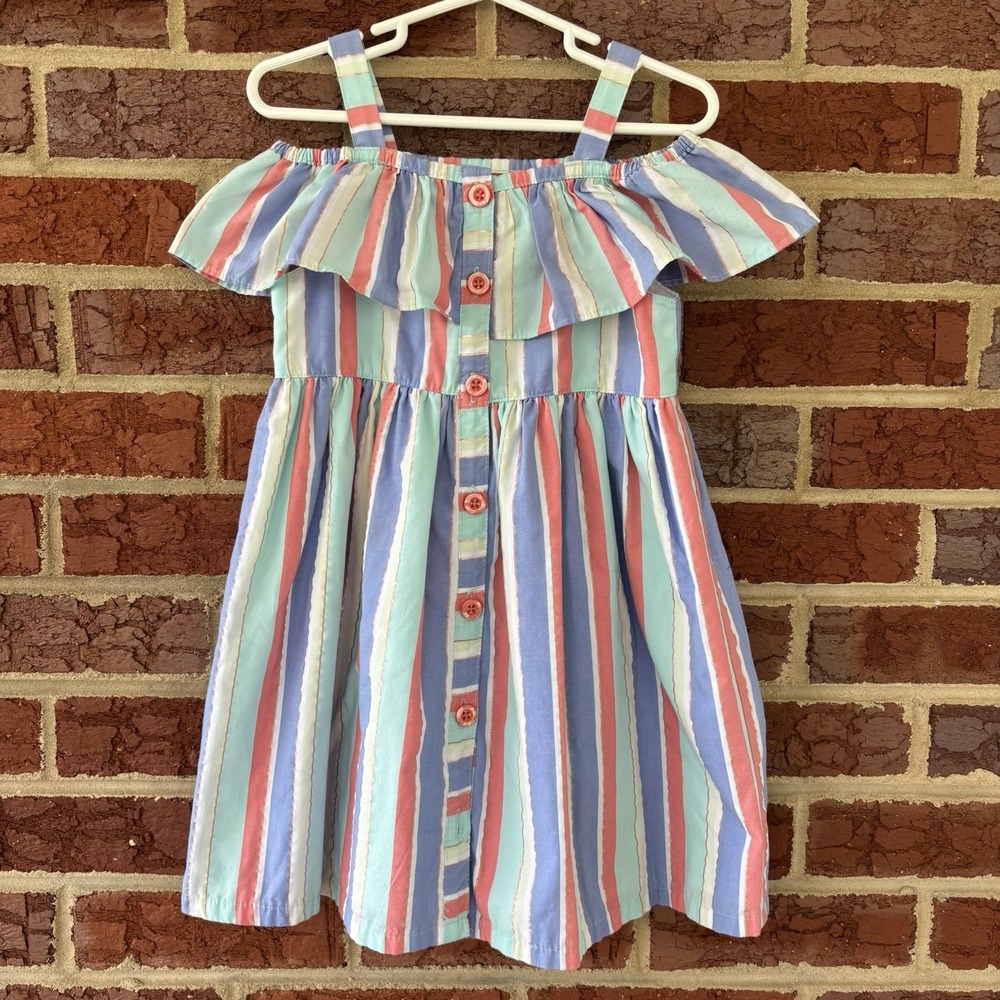 Penelope Mack Pastel Circus Striped Dress Sleeveless Toddler Girls 4T Birthday
